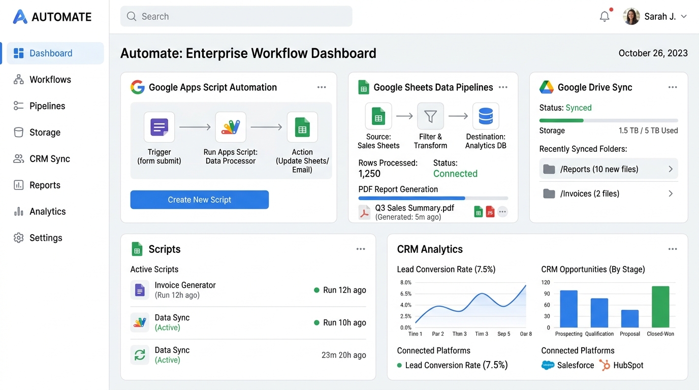 Google Apps Script Engine - Enterprise Workflow Dashboard